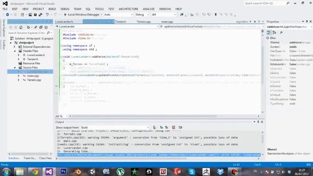 Lunar Lander C++ SFML : gameplay + timelapse смотреть онлайн