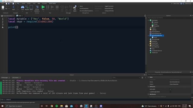 How to print tables in roblox studio смотреть онлайн