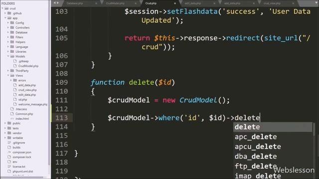 Codeigniter 4 CRUD Tutorial - Delete or Remove Data From Mysql Table