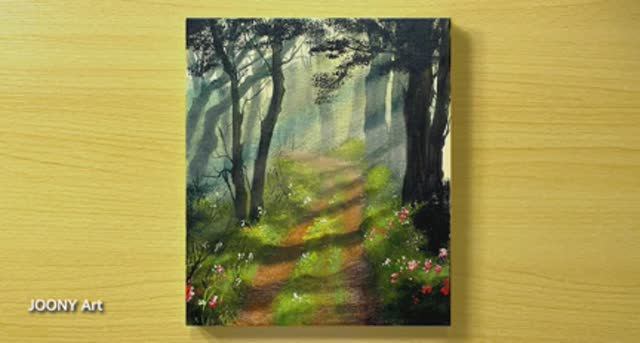 Как просто и красиво нарисовать лесной пейзаж / Акриловая живопись для начинающих смотреть онлайн