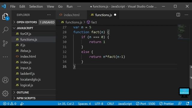 How to find Factorial with Recursion in JavaScript