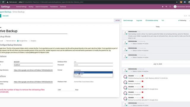 ODOO Backup Database смотреть онлайн