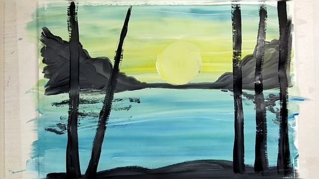 "Вечер на озере"Быстро и просто рисуем пейзаж смотреть онлайн