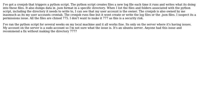 DevOps & SysAdmins: python script ran from cron Permission issues with creating and writing files смотреть онлайн