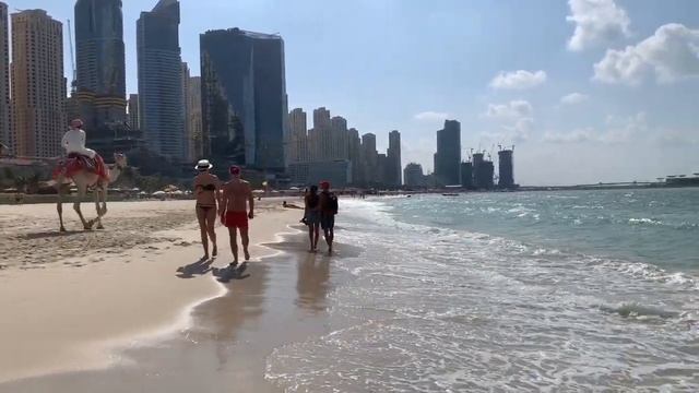 DUBAI JUMEIRAH OPEN BEACH, Dubai public beach, Dubai beach, [4K video] Dubai virtual walking tour смотреть онлайн