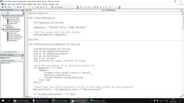 Excel VBA Introduction Part 58.1 - SQL for Excel Files - Basic Select Statements