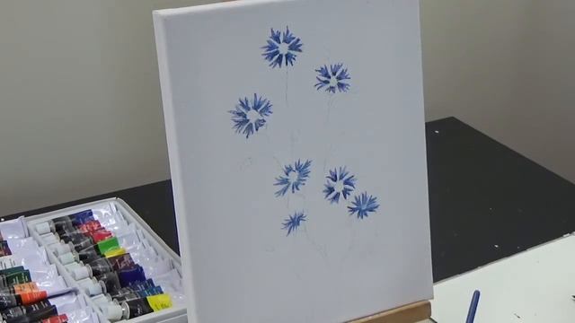 Рисуем полевые цветы / Васильки в композиции картины смотреть онлайн