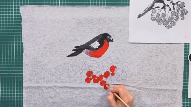 Рисуем снегиря на ткани. Мастер-класс по росписи одежды акриловыми красками. смотреть онлайн