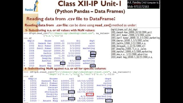 PYTHON PANDAS | DATA FRAMES part 10 | INFORMATICS PRACTICES | CLASS 12| CSV FILE & PANDAS DATAFRAME