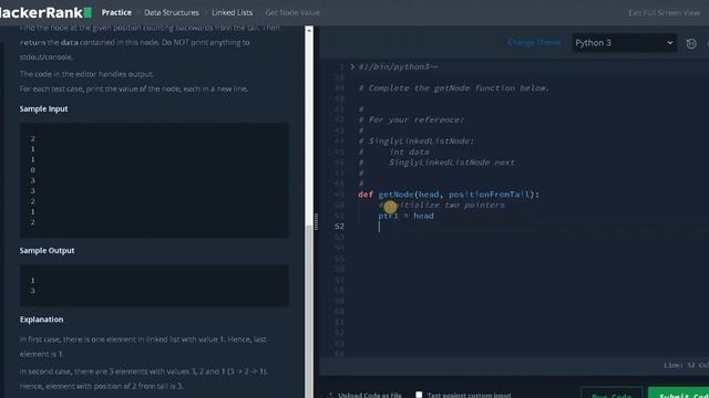 116 - Get Node Value | Linked List | Hackerrank Solution | Python