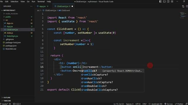 #15.  Events in React (Telugu)