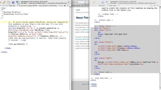 WordPress Tutorial: Customizing Footer [HTML2WP screencast]