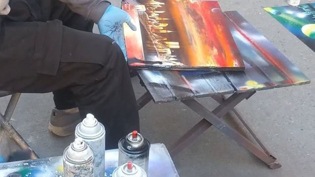 Нью-Йорк Картина Нарисованная Балончиковой Краской смотреть онлайн