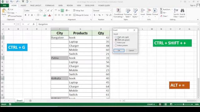 excel magic trick | ctrl+g is shortcut for excel | go to and GOTO special | insert blank row and su