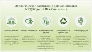 Экологическое воспитание дошкольников в МБОУ д/с № 82