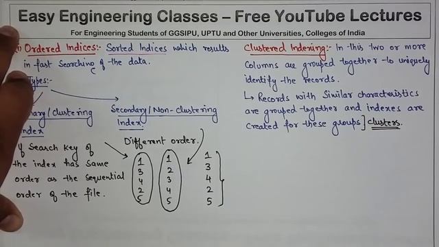 L124: Types of Database Indexes | Ordered, Clustered, Primary, Dense, Sparse, Secondary Index | DBM