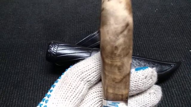 Финка Пуукко . Сталь Х12МФ . рукоять сувель берёзы . Ножны кожа с деревянной вставкой . смотреть онлайн