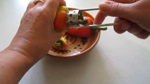 Приспособление для удаления сердцевины перца. Device for coring peppers.