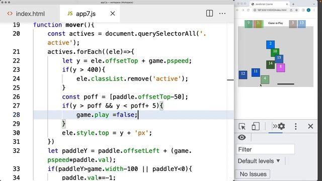 Learn JavaScript DOM element update create a Game  Element Catcher Part 2 collision detection