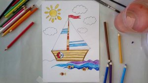 Как нарисовать кораблик. кораблик графика. #маленький_художник