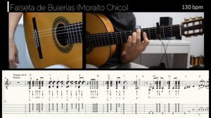 Falseta de BULERÍAS (1/2) / MORAÍTO CHICO / Partitura + TAB (PDF) / Tempo Normal y Lento