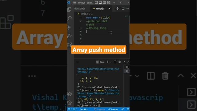 array push method in javascript #javascript #programming #sortvideo #sorts #maps #set #tech #progra