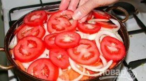 Баклажаны в казане слоями