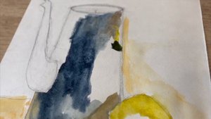 Натюрморт акварелью. Рисует музыкант.