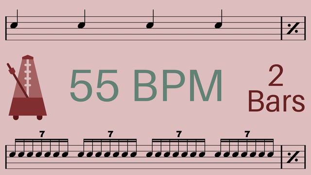 Metronome Click Track - 2 Bars Quarter to Septuplet Notes 55 bpm - Smartronome смотреть онлайн