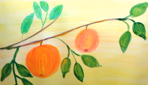 Как нарисовать ветку с яблоками.