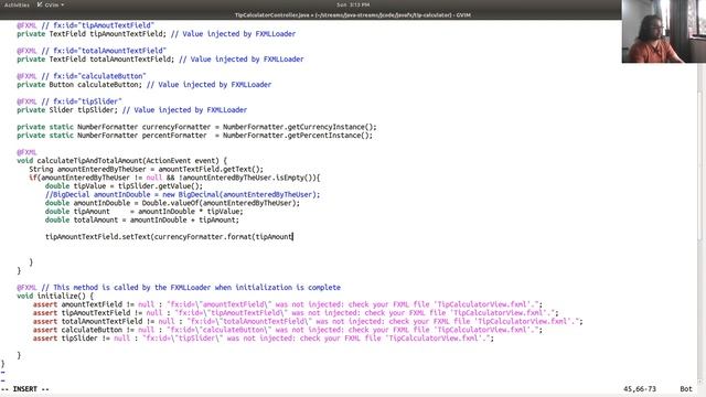 Javafx application to calculate hotel tips