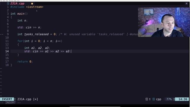 Решение задачи «231A. Команда» с сайта codeforces.com на C++