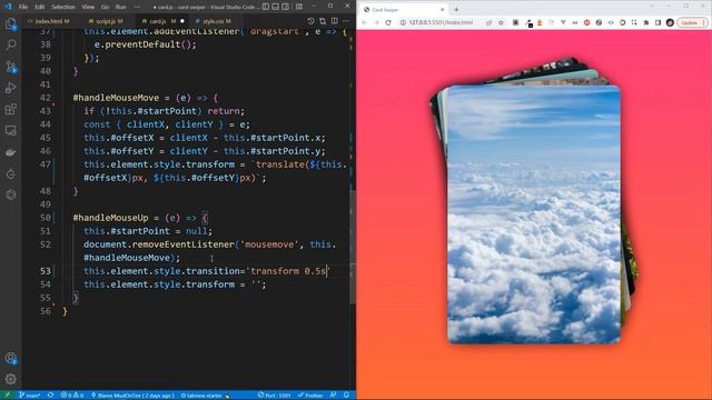 Create Tinder like card swipes with vanilla HTML, CSS and JavaScript смотреть онлайн