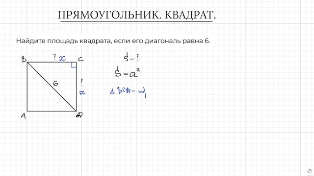 Задание 17 ОГЭ по математике. Квадрат. Найти площадь квадрата.