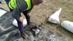 Аппараты для сварки геомембраны и экструдеры МелтПласт в работе.