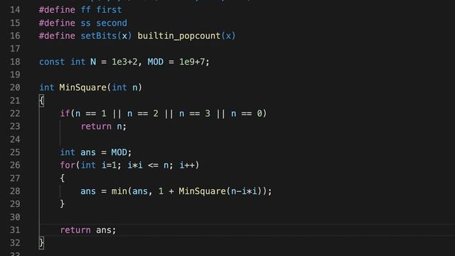 Minimum Number of Squares - Dynamic Programming | C++ Placement Course | Lecture 35.3