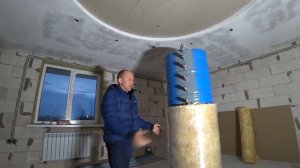 Установка твёрдотопливного котла с самодельной буферной емкостью и бойлером косвенного нагрева.