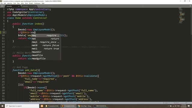 How to search data in database with Codigniter 4 | Codeigniter Tutorial | Employee Register App