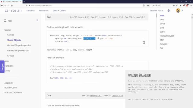 CMU CS Academy Unit 1 Part 2: Optional Parameters смотреть онлайн