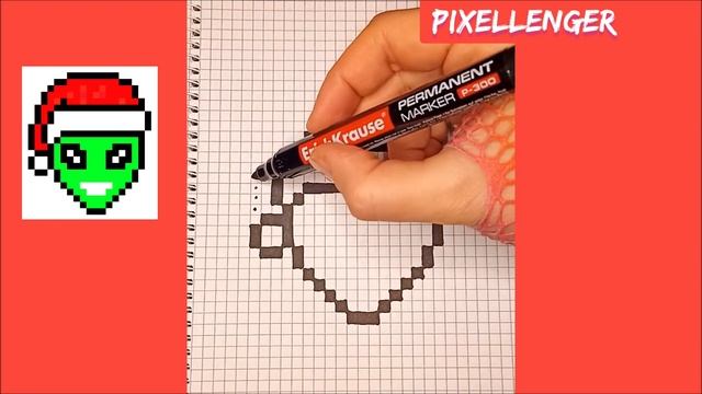 Что нарисовать на Новый Год Инопланетянин в Шапке Санты по клеточкам Простые рисунки How to Draw смотреть онлайн