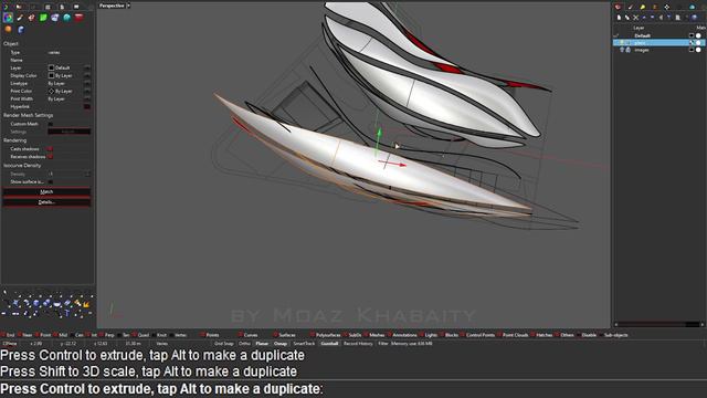 Rhino Tutorial - Double-Shell Design (Organic + Deconstruction) - Designed by Moaz Khabaity