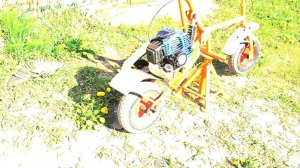 Самодельный мопед из бензокосы.Постройка и обзор.