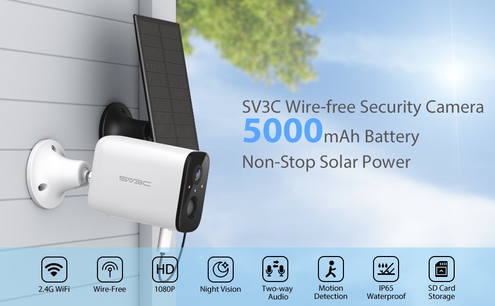 SV3C 1080P Беспроводная камера наблюдения с солнечной панелью