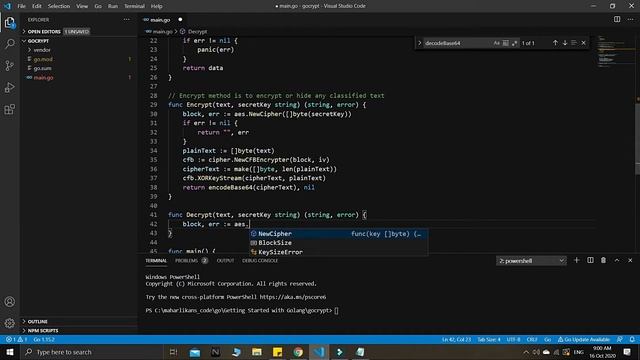 Encrypt and Decrypt Using AES In Golang - Getting Started with Golang