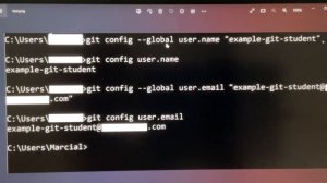 Git commands to verify and configure user name and email