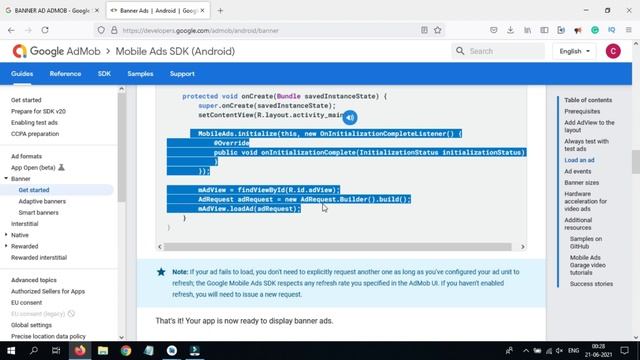 How to Implement Banner Ads in Android Studio App 2021 смотреть онлайн