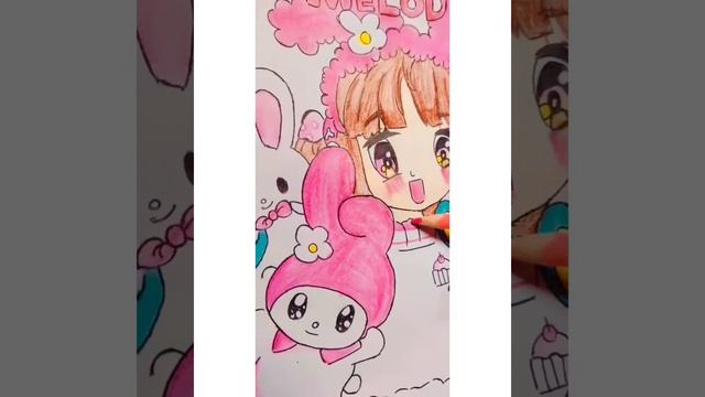 How to draw a Poster on Onegai My Melody.. #mymelody #animes #tavisheetanisstha