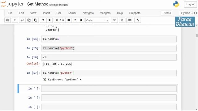 Python Set Method - remove() | Difference between discard() and remove() смотреть онлайн