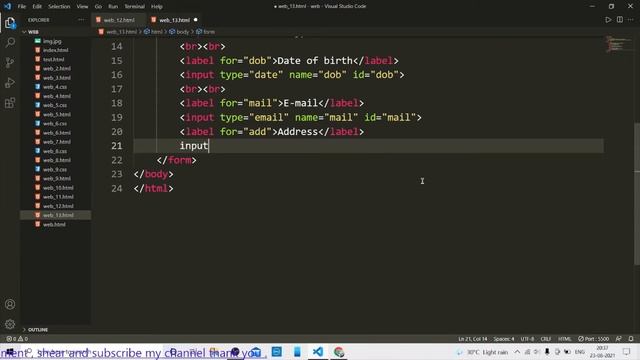 Form ( name , date , email , tell , file ) in html : web designing | Tech and Coding.