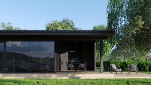 Проект FLAT 110 / Черный стильный дом с односкатной кровлей 110 кВ.м. / Лучшая планировка